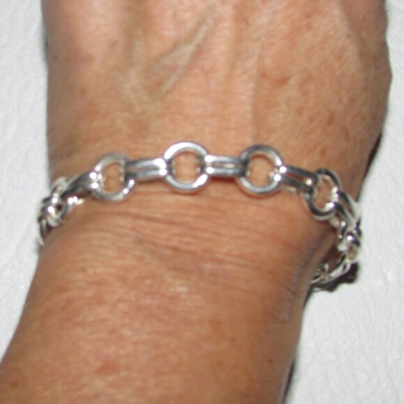 Silver Double Link Toggle Bracelet - NEW - Picture 4 of 7